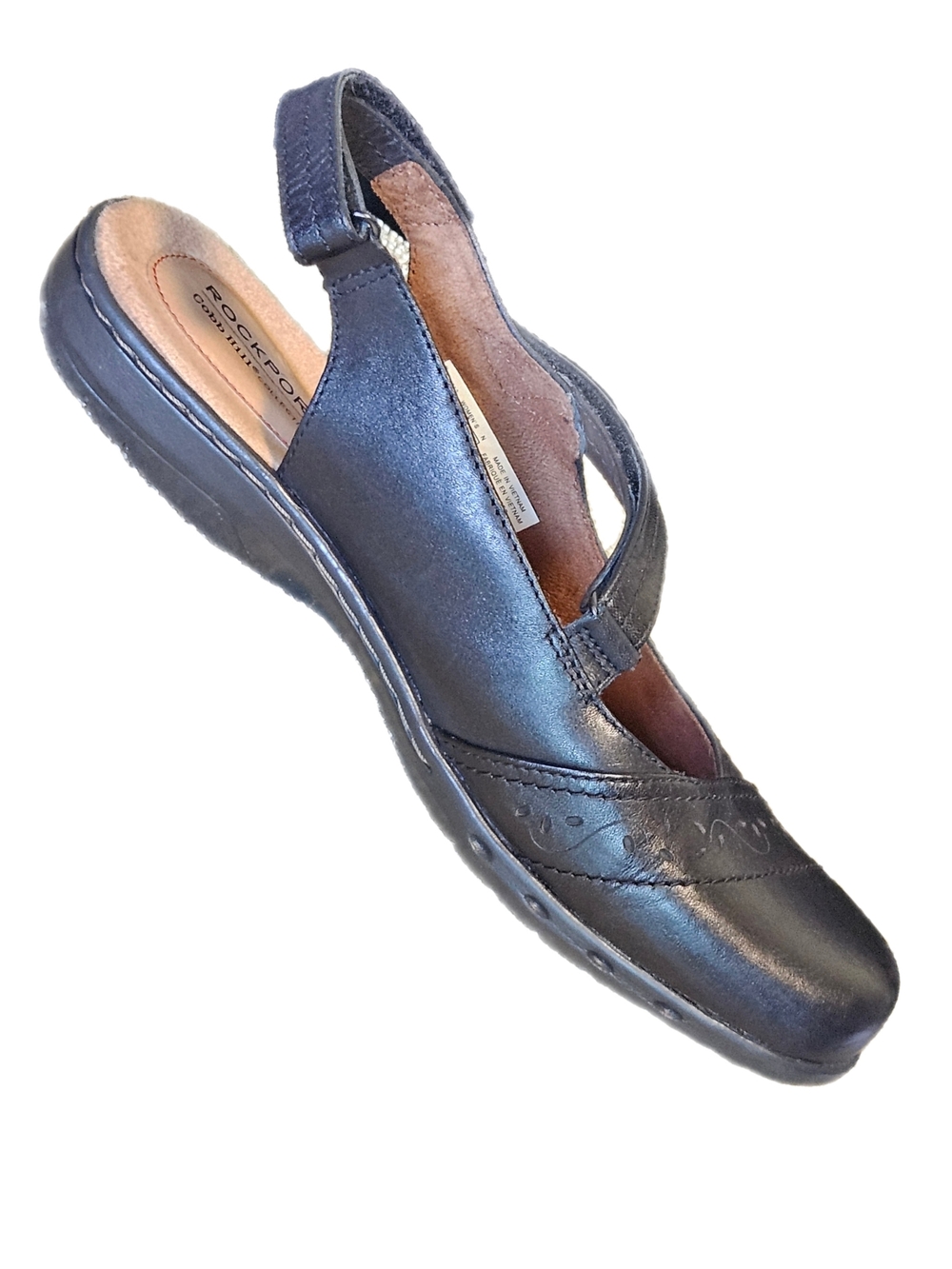 Rockport Black Leather Slingback Mary Jane with Adjustable Strap Size 8.5
